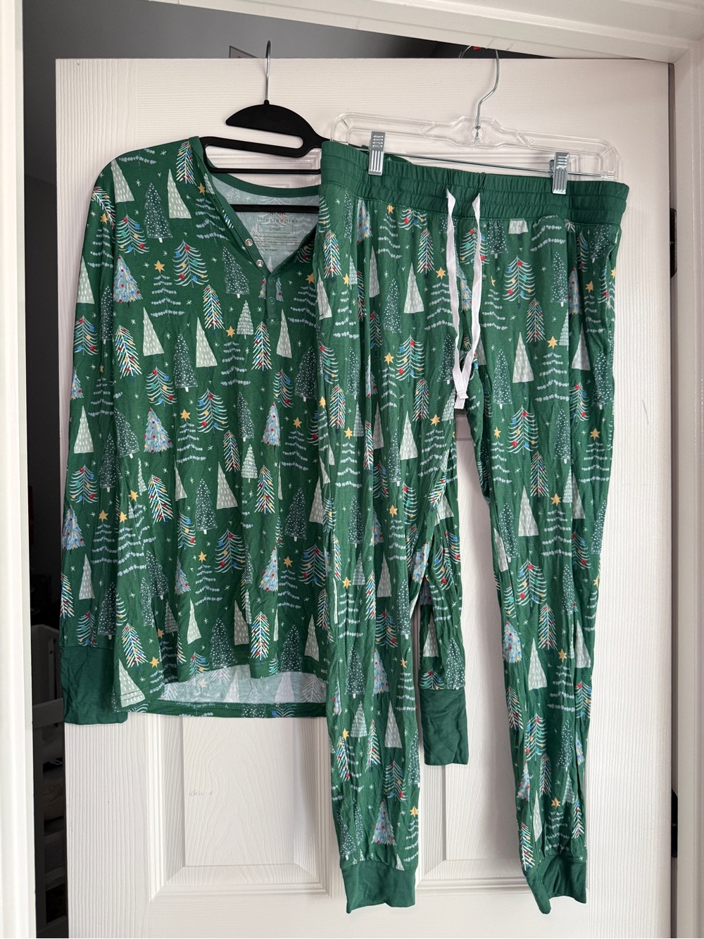 Little Sleepies Women’s Pajama Top & Bottom Christmas Tree Holiday Small